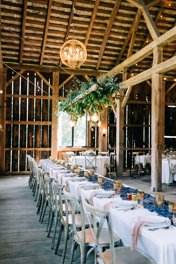 Reception in rustic Ohio barn wedding venue