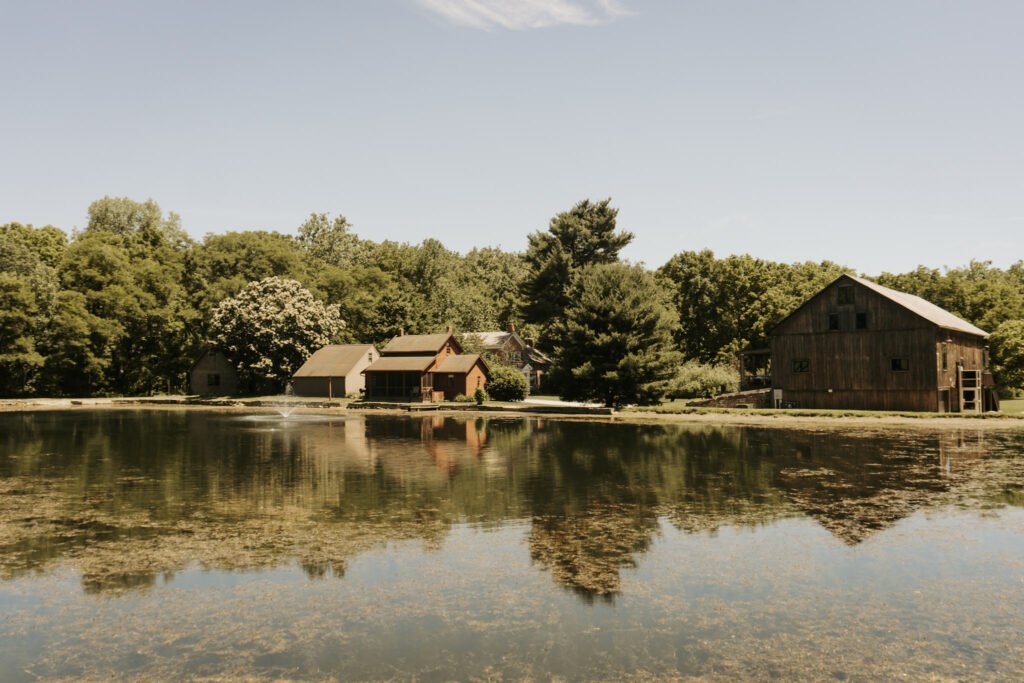 Ohio rustic barn wedding venue with pond