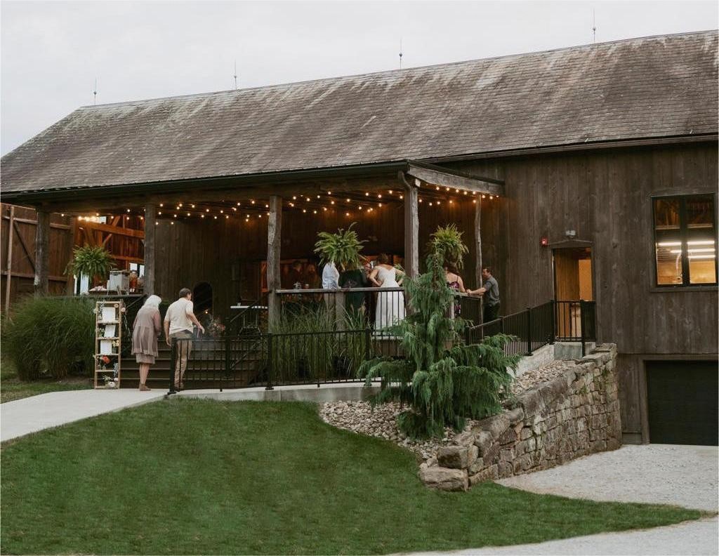 People at a barn wedding venue
