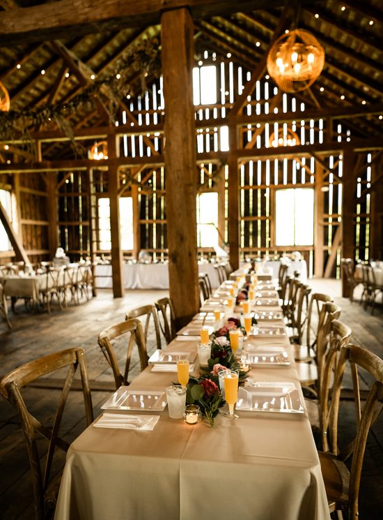 Reception set up in barn